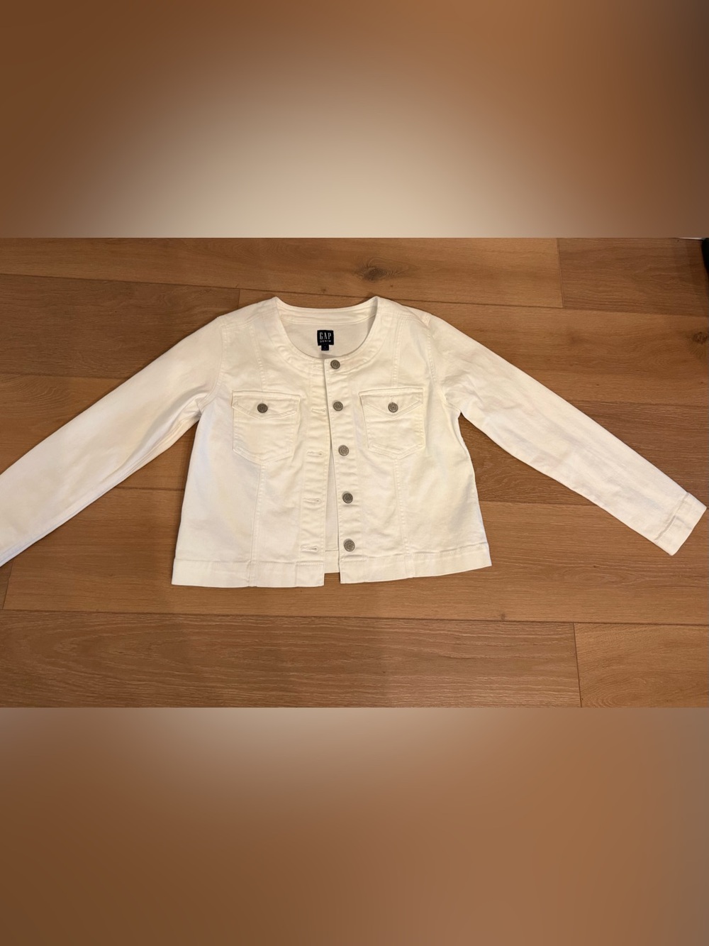 GAP White Button-Front Denim Jacket